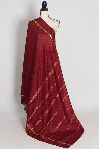 Mekhla Maroon and Gold Pure Mysore Crepe Silk Saree – Silk Mark Certified image 1