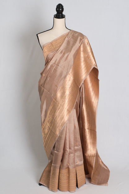 Kanakavalli : Silk Mark Certified English Brown Satin Silk Banarasi Saree image 0