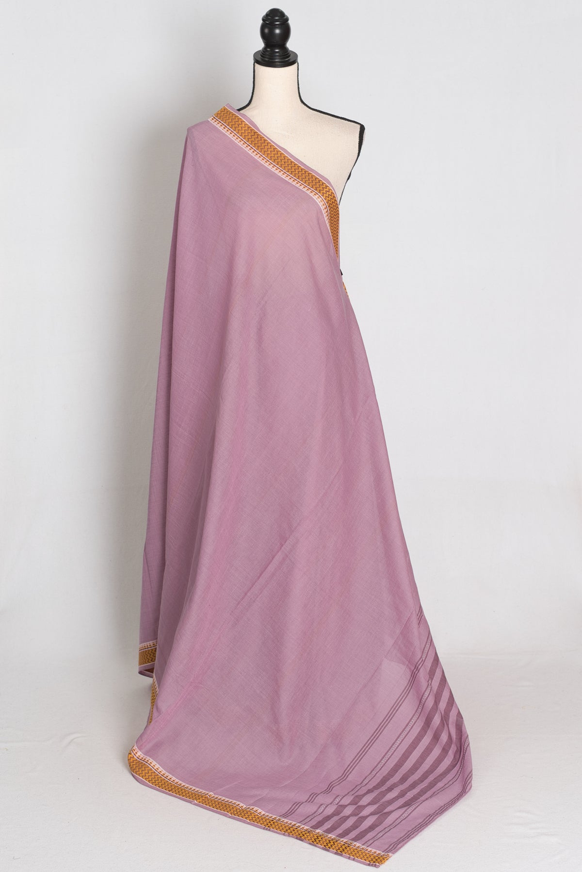 Mauve Dhaniakhali saree — front view