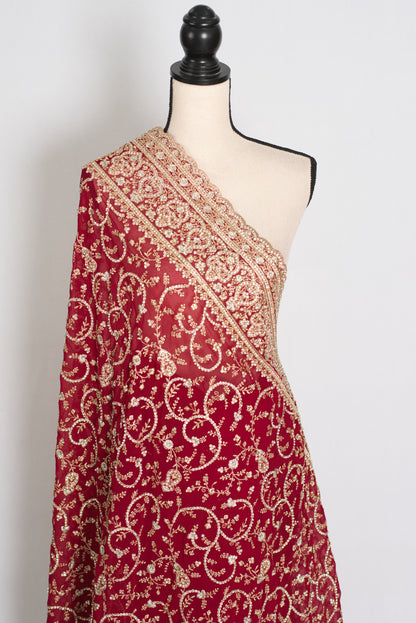 Vibah | Maroon Georgette Heavy Bridal Saree| Festive & Karwa Chauth Edition image 4