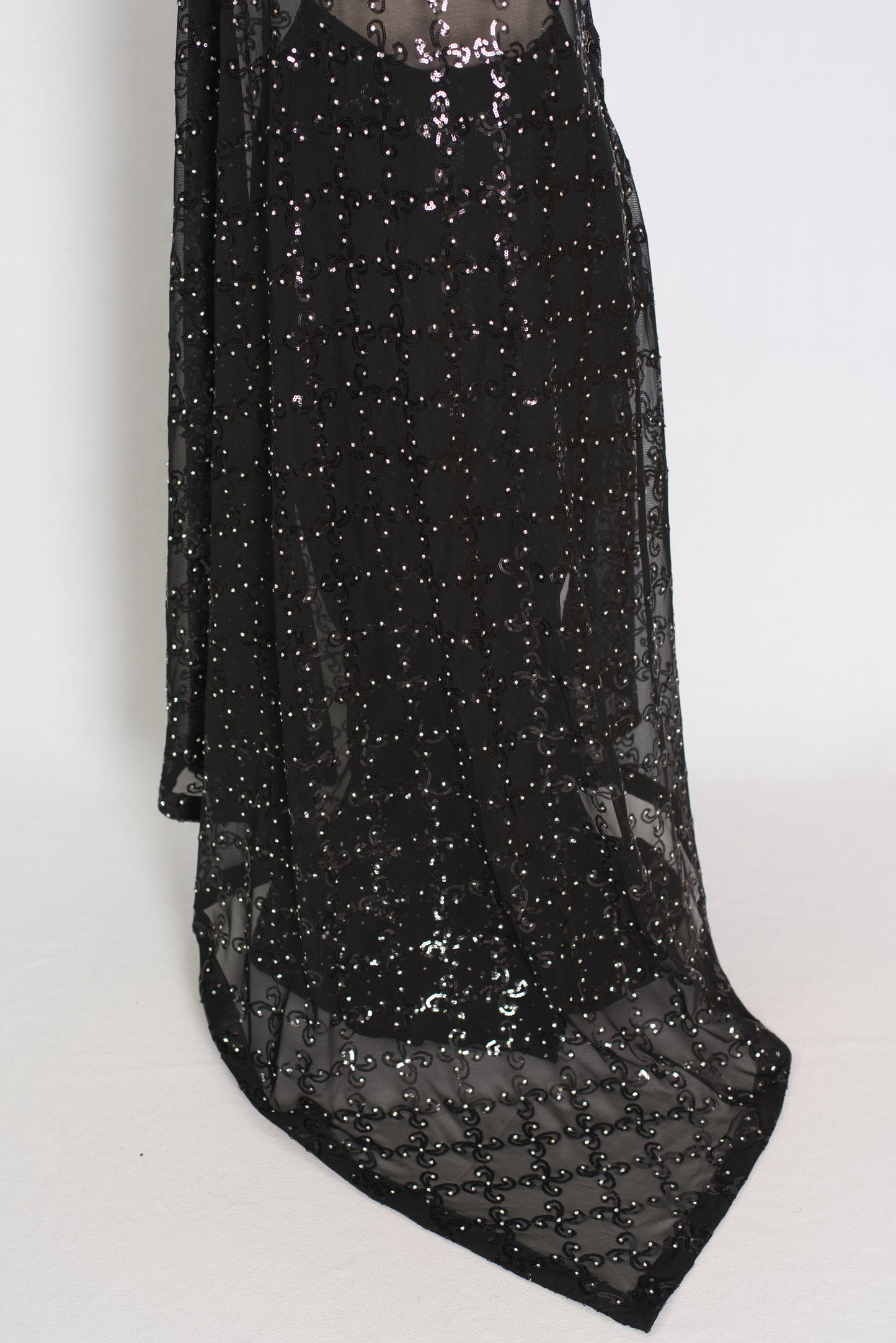 Kajaal | Black Soft Net Fitted Cocktail Saree| Sequins & Stone Embellishments image 4
