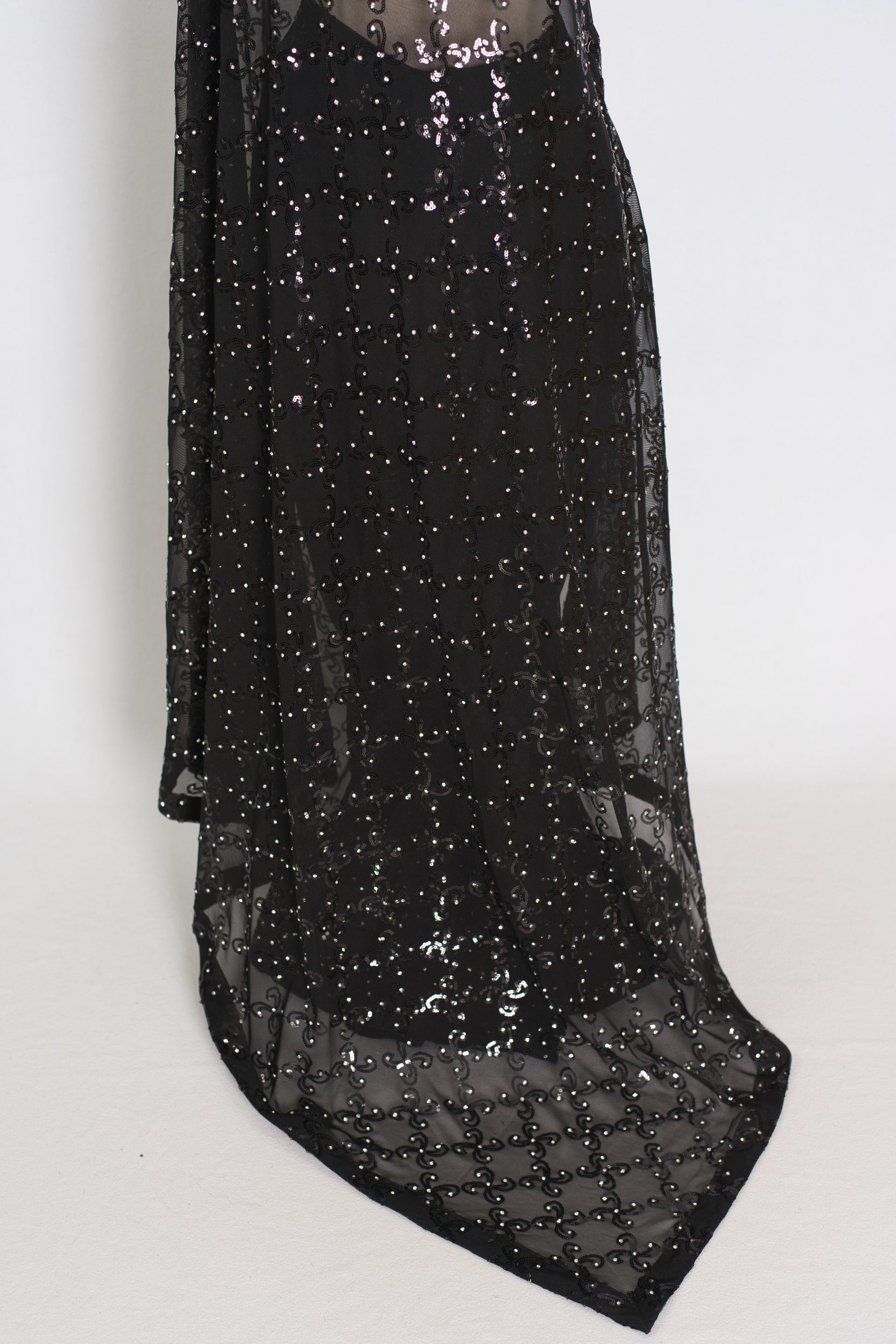Kajaal | Black Soft Net Fitted Cocktail Saree| Sequins & Stone Embellishments image 4