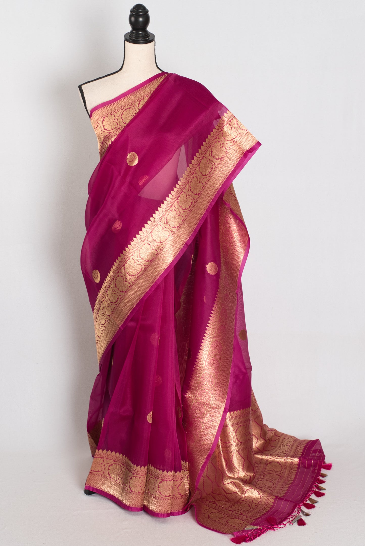 Gracy : Purple and Gold Chand Sitara Kora Organza Banarasi Saree image 0