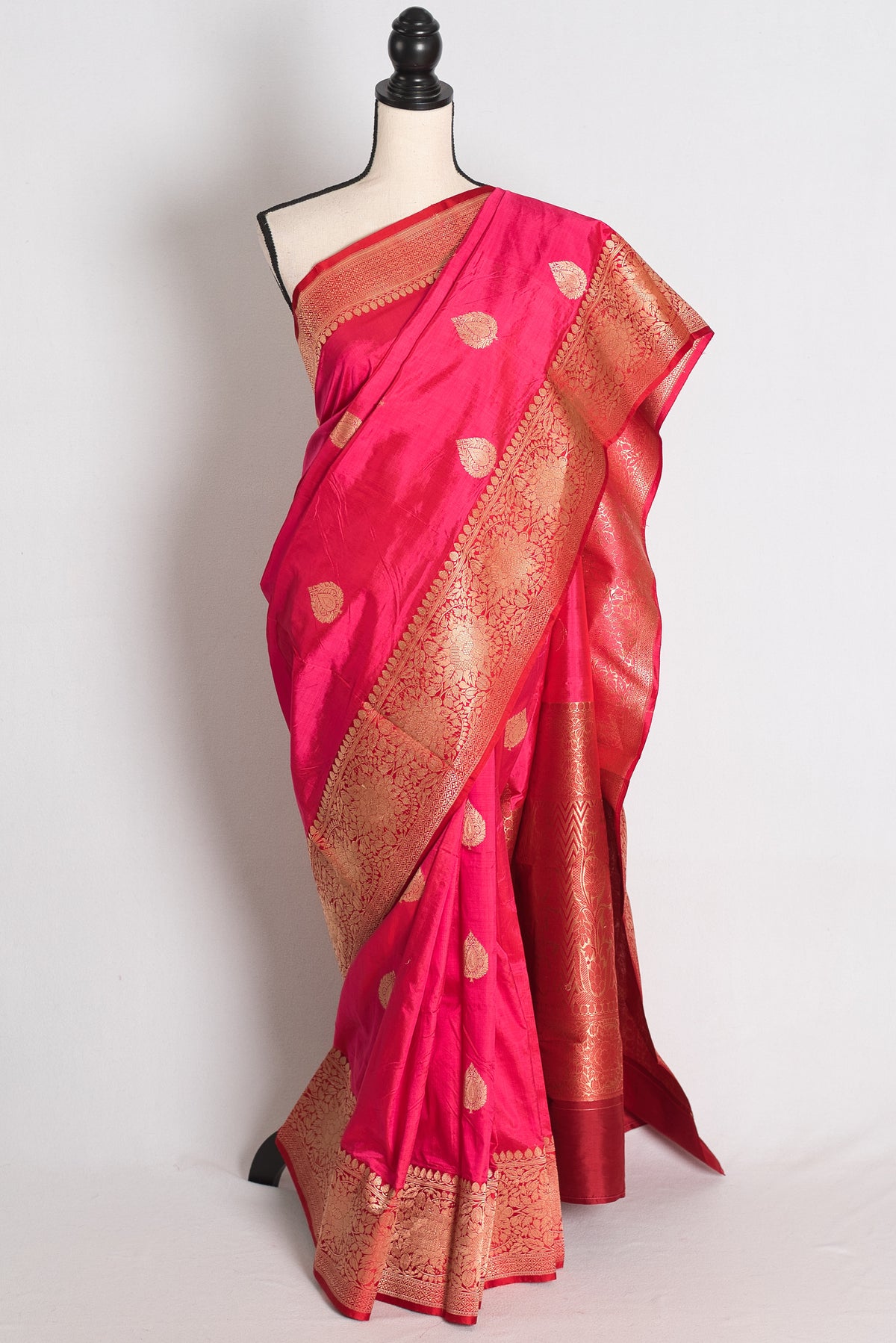 Aalta: Pink and Maroon Banarasi Katan Silk Saree image 0