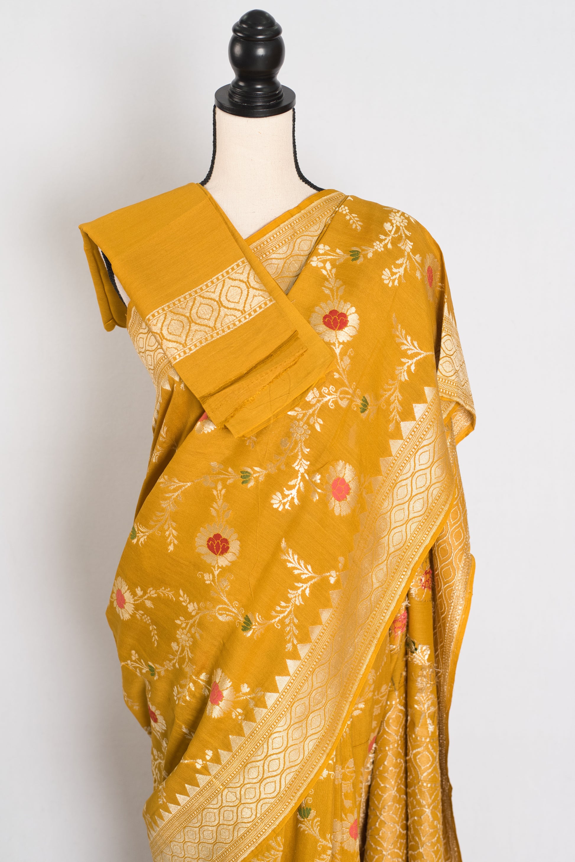 Ira: Muga Tussar Banarasi Silk Saree | Floral Woven Design | Silk Mark Certified image 2