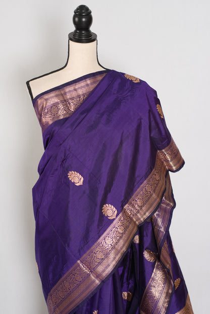 Leela | Royal Purple Katan Banarasi Silk Saree | Lightweight Handloom Luxury image 7
