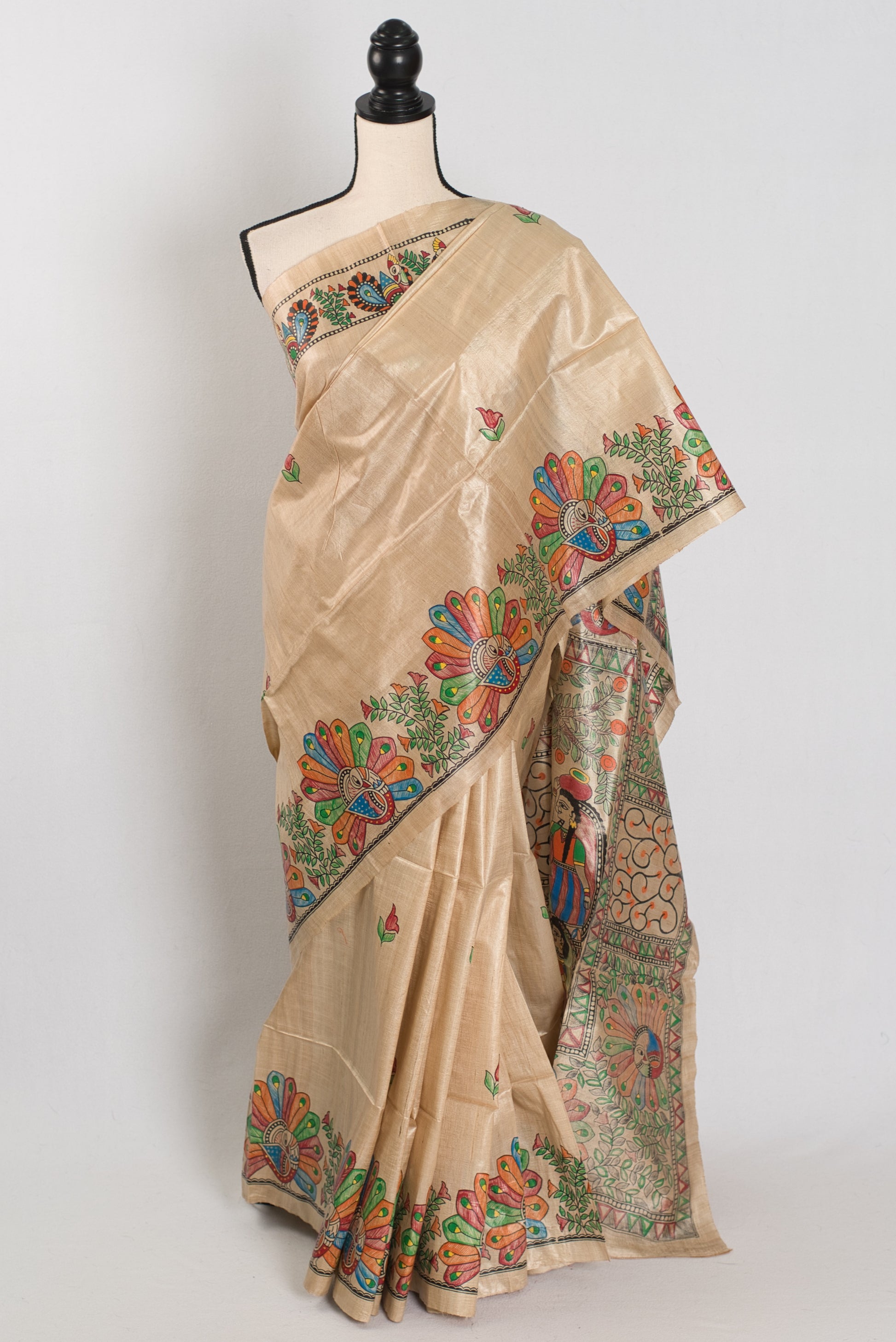 Gauri: Hand-Painted Madhubani Tussar Silk Saree | Silk Mark Certified image 0