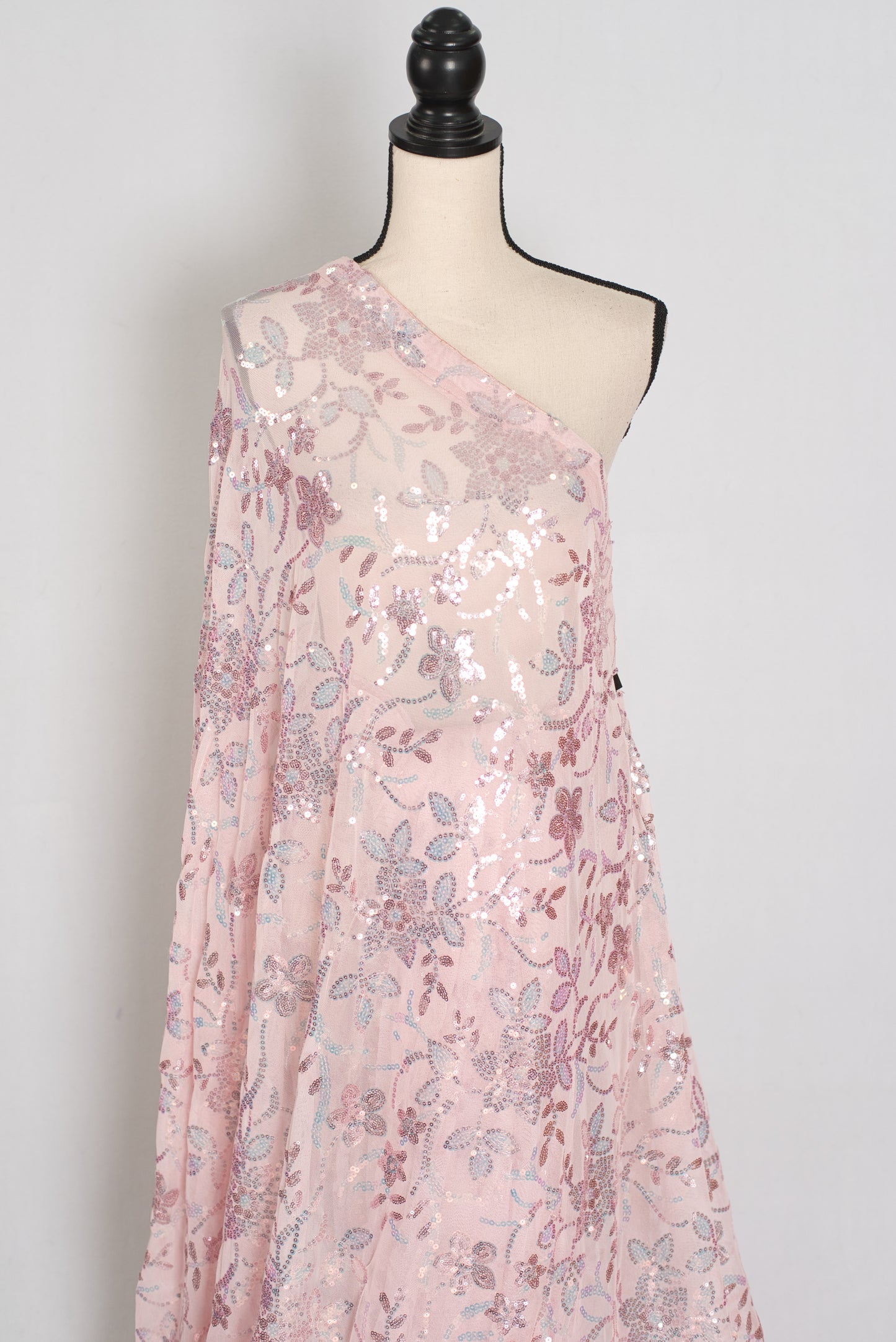 Ila | Baby Pink Soft Net Saree | Ready-to-Wear Set with Size 36 Stitched Blouse image 6