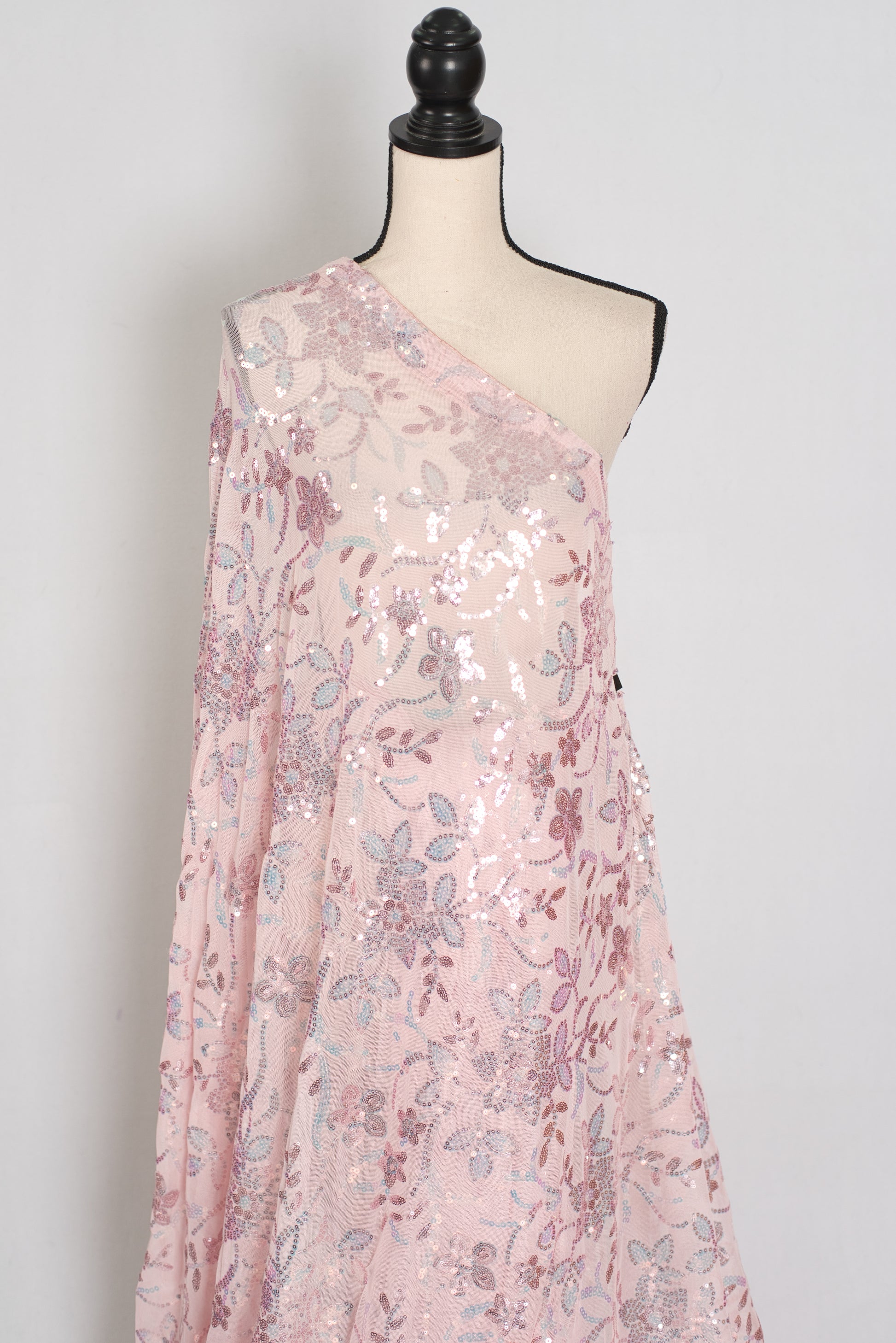 Ila | Baby Pink Soft Net Saree | Ready-to-Wear Set with Size 36 Stitched Blouse image 6