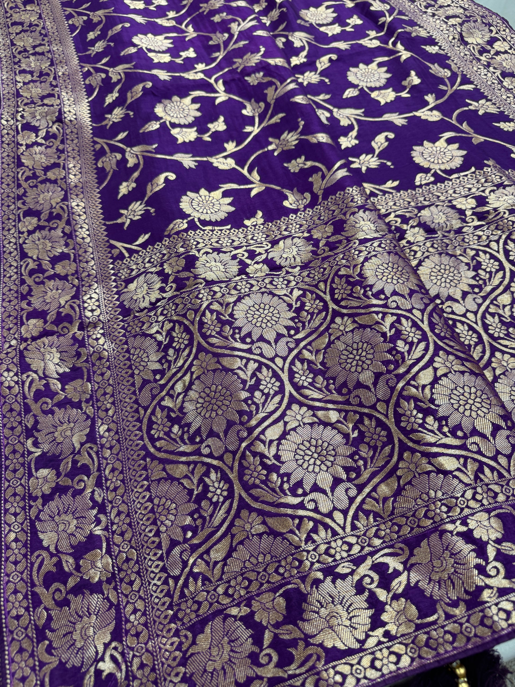 Liza : Purple and Gold Dola Silk Banarasi Saree image 1