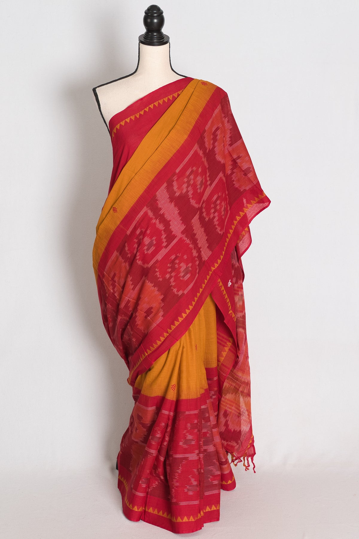 Priya: Ochre Brown and Red Soft Cotton Dhaniakhali Traditional Bengali Saree image 0