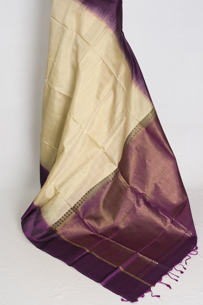 Lata : Clayish Brown and Deep Purple Lightweight Kanjivaram Silk Saree image 3