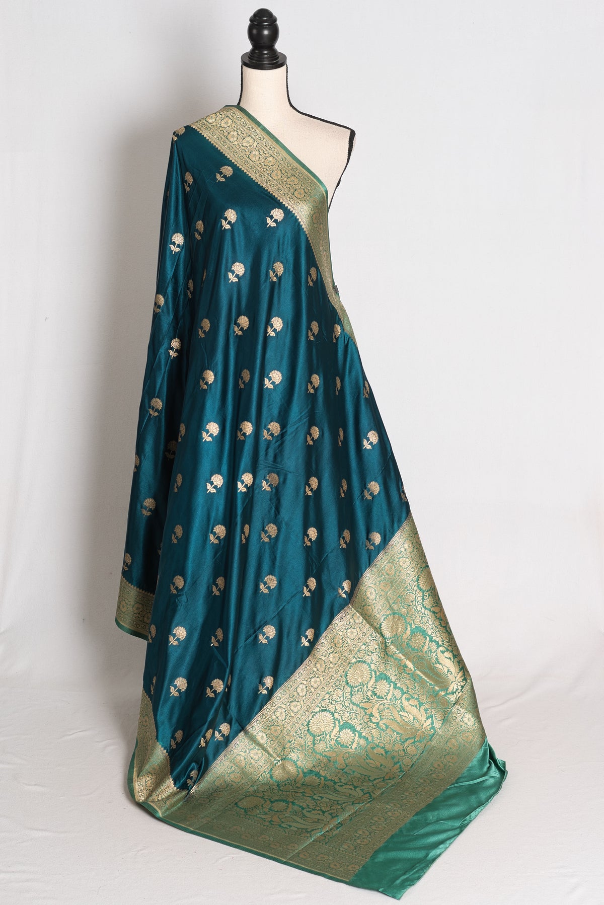 Mahi: Cobalt Blue Semi Mashru Banarasi Silk Saree image 1