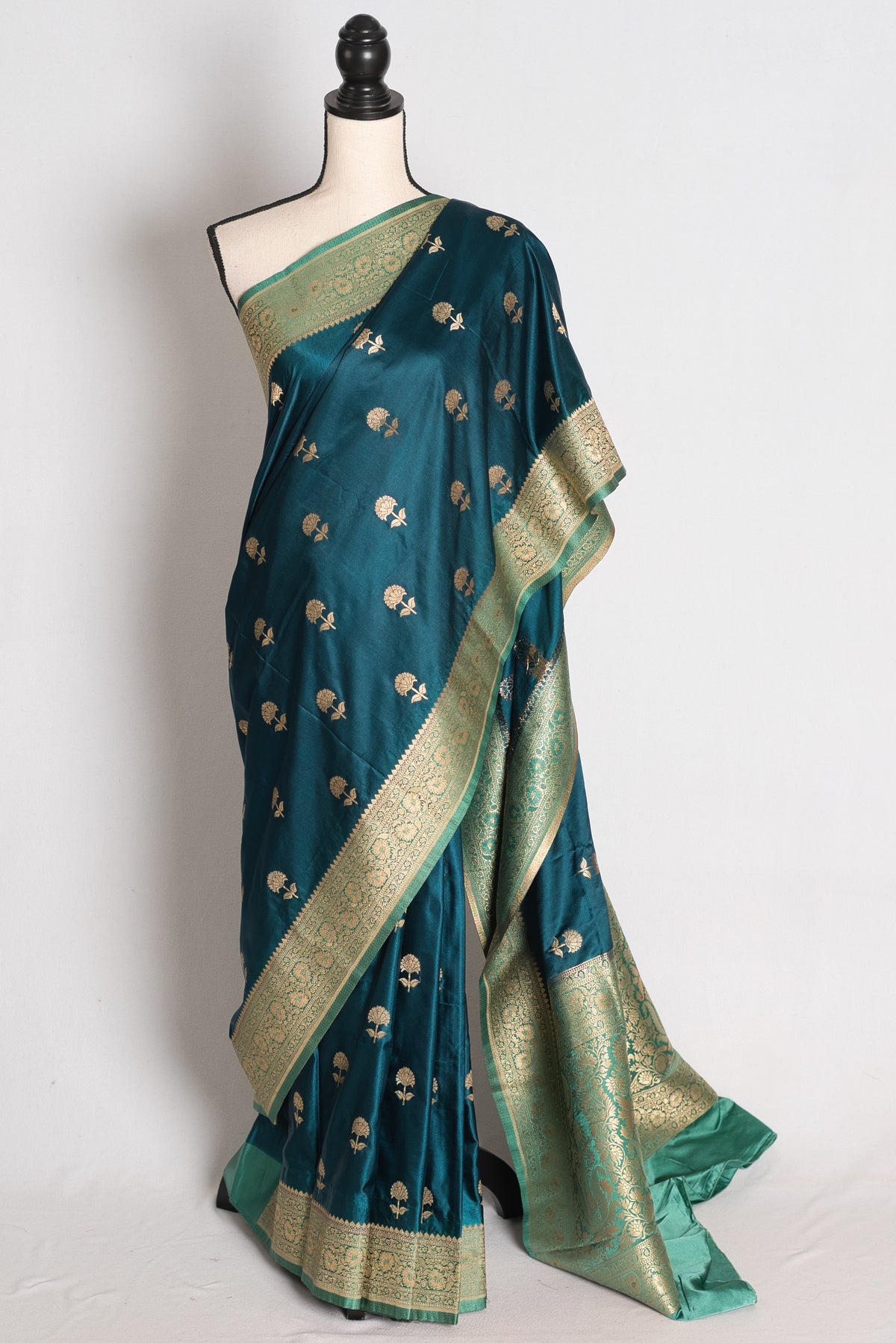 Mahi: Cobalt Blue Semi Mashru Banarasi Silk Saree image 0