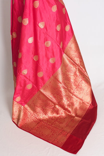 Aalta: Pink and Maroon Banarasi Katan Silk Saree image 3