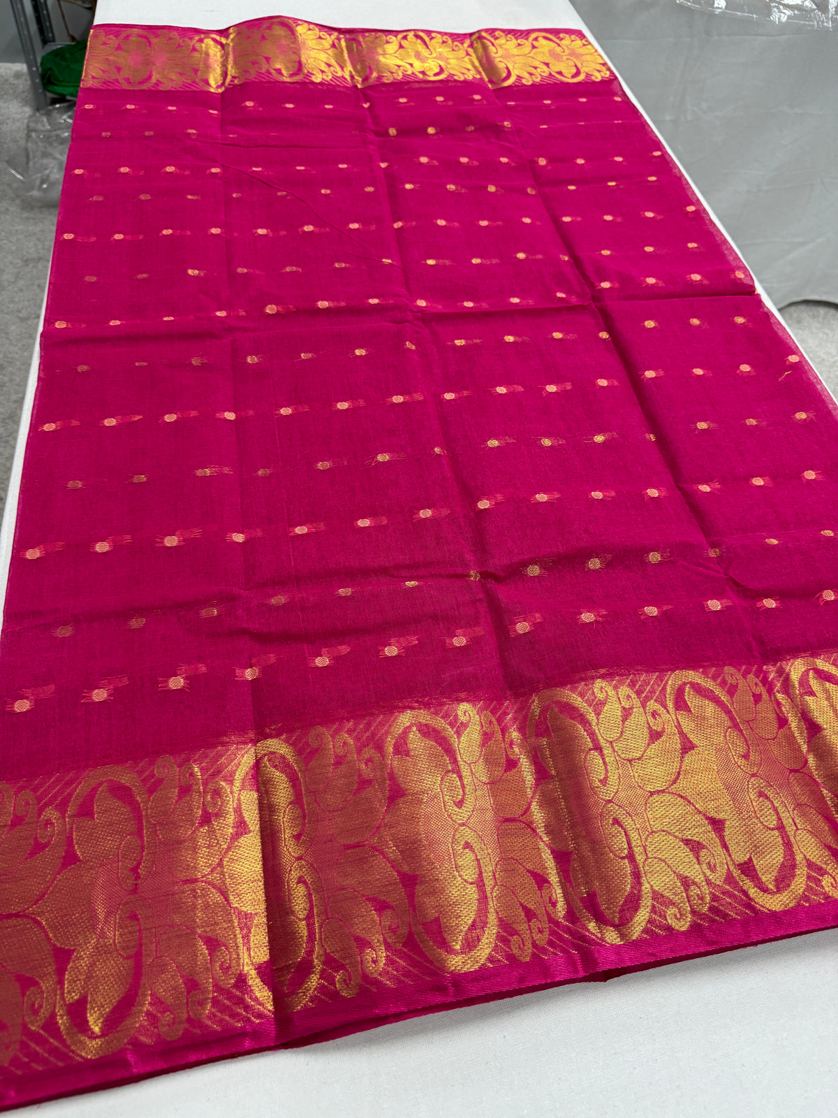 Hot Pink & Gold Tant saree — view