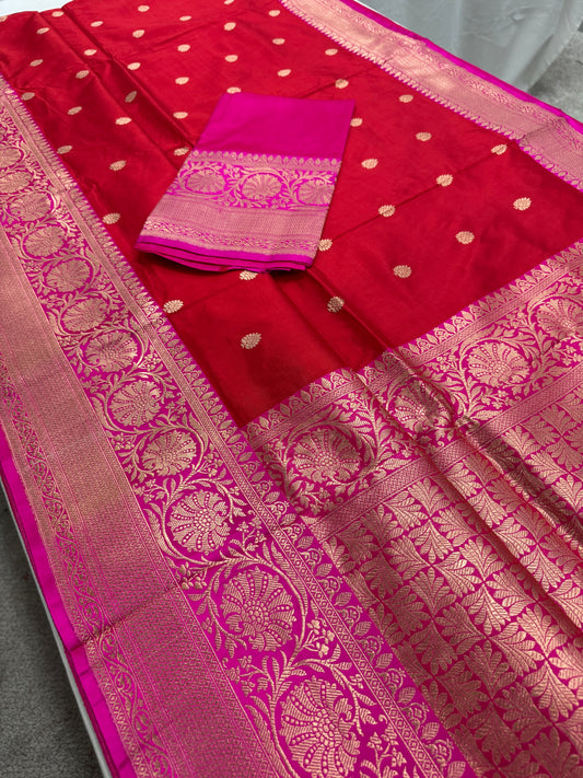 Vasundhara : Silk Mark Certified Bridal Red Banarasi Saree image 1