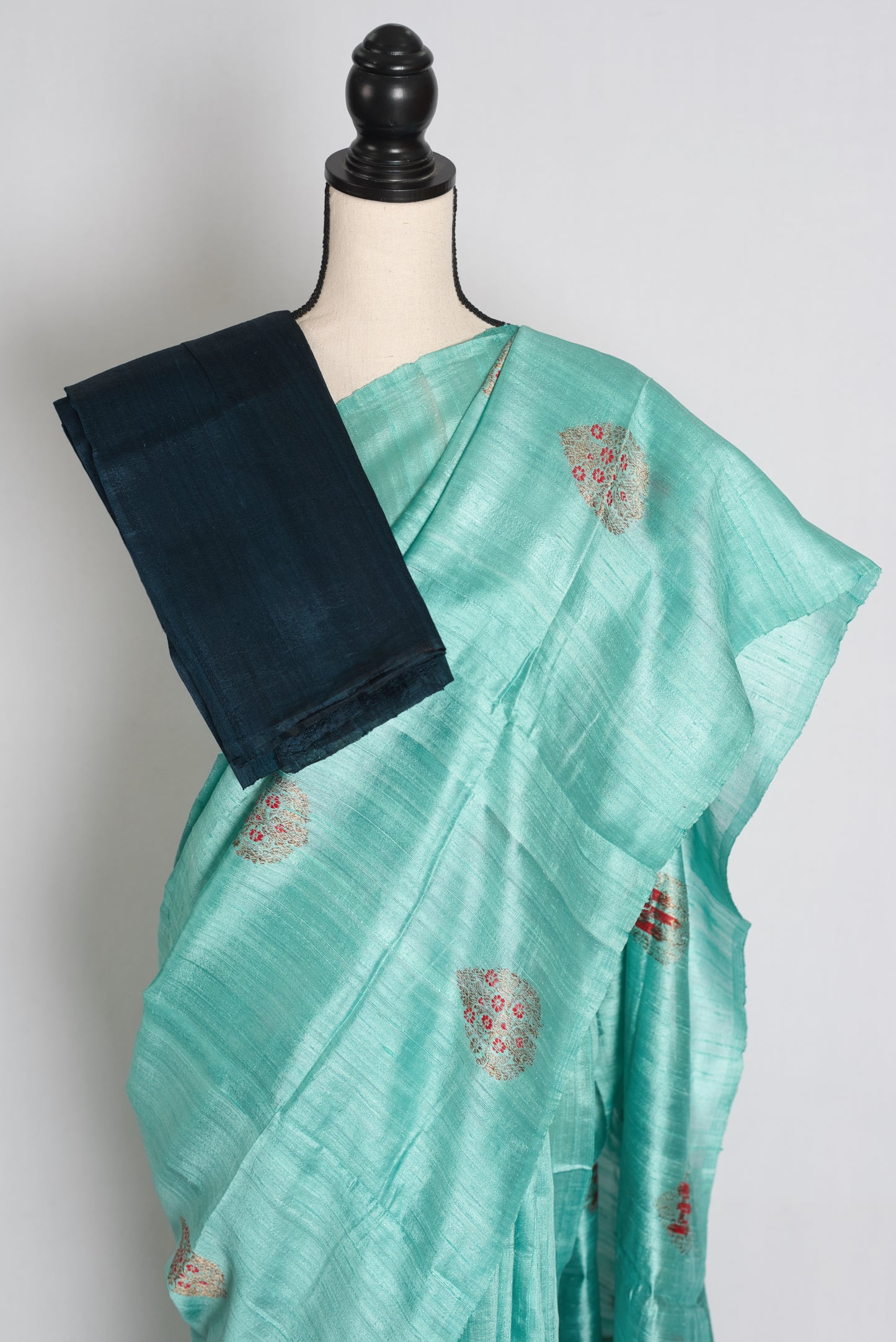 Disha : Mint Green Raw Silk Banarasi Saree | Silk Mark Certified image 2
