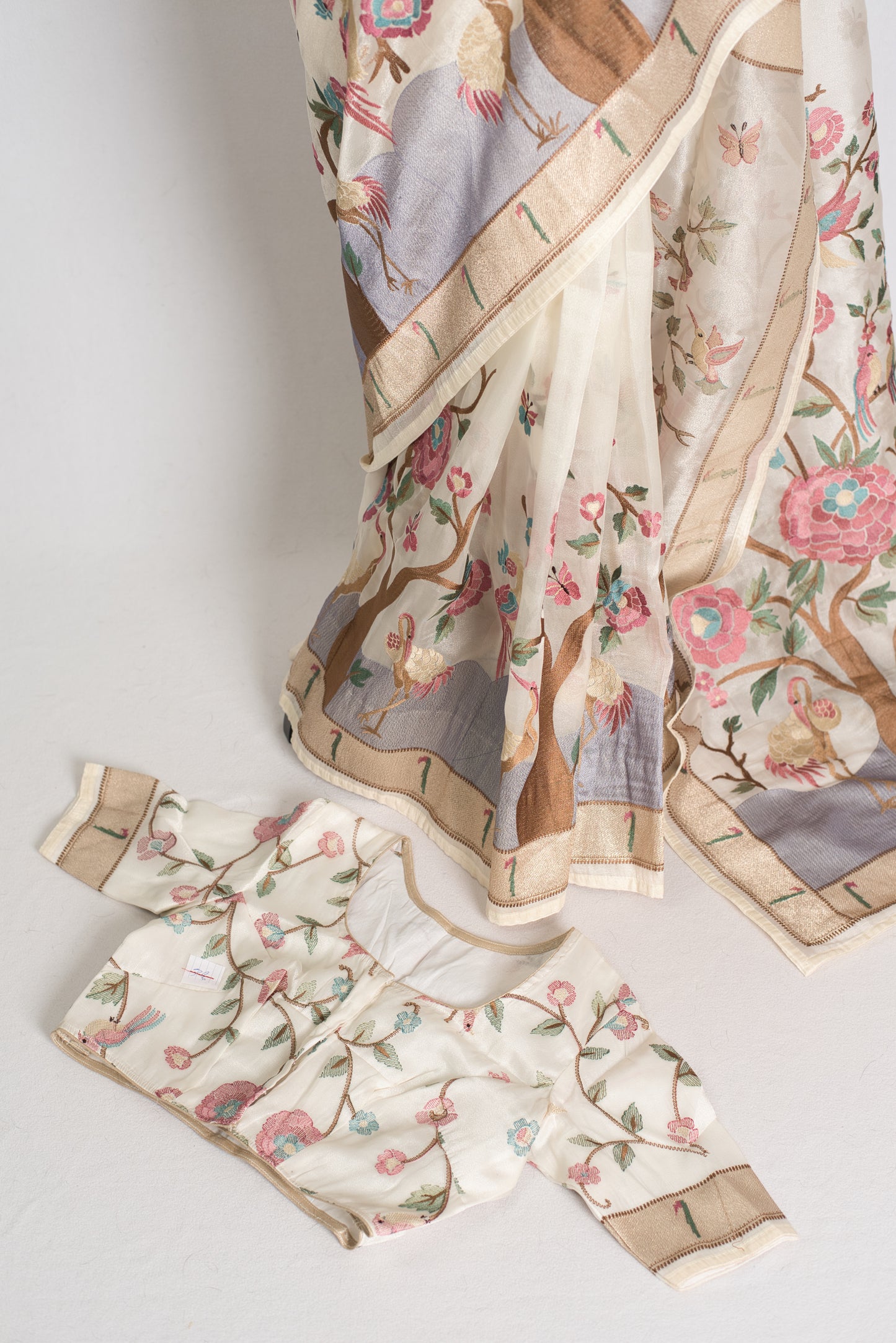 Sandhya : Embroidered Organza Designer Saree with 36 Size Blouse image 1