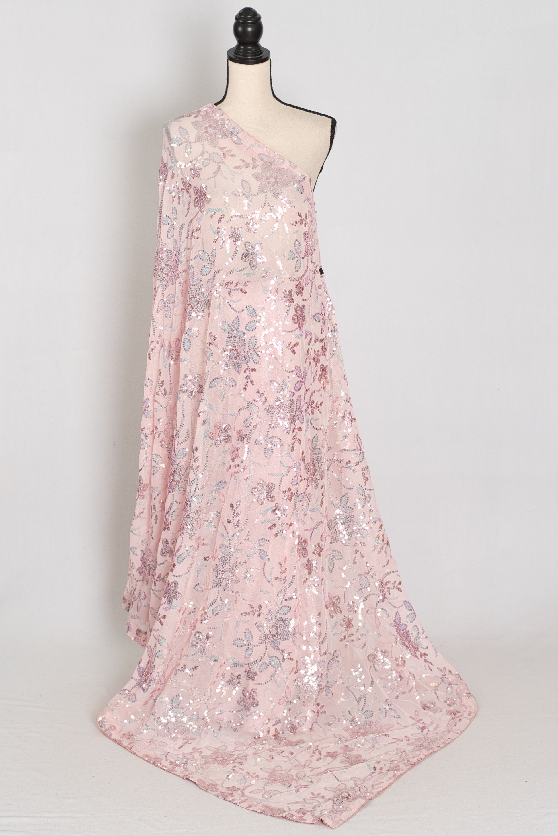 Ila | Baby Pink Soft Net Saree | Ready-to-Wear Set with Size 36 Stitched Blouse image 4