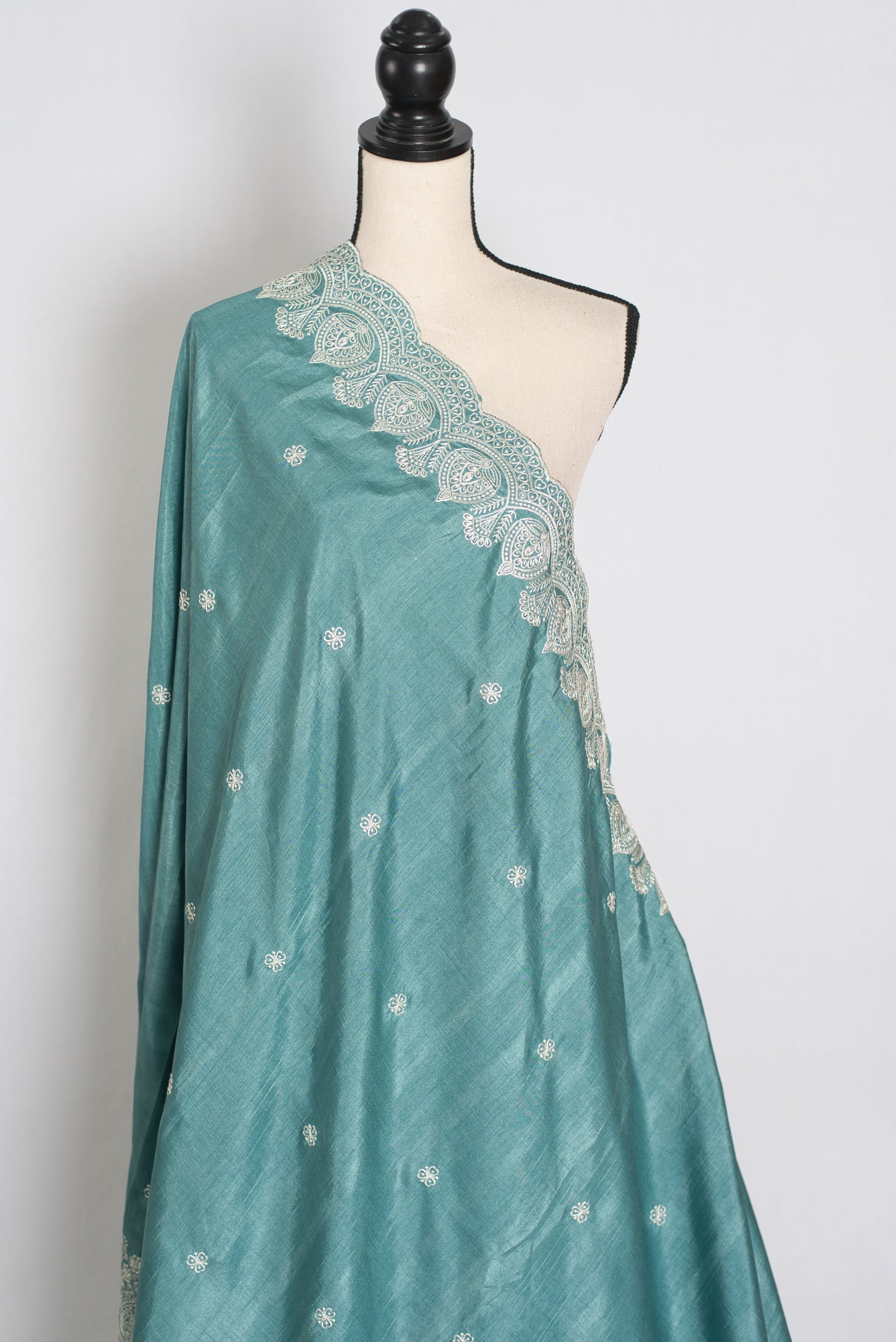 Mitul | Pastel Blue Semi Tussar Silk Saree | Lightweight & Budget-Friendly image 4