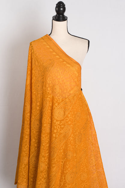 Zafraan - Mustard Yellow Kashmiri Embroidered Georgette Saree image 4