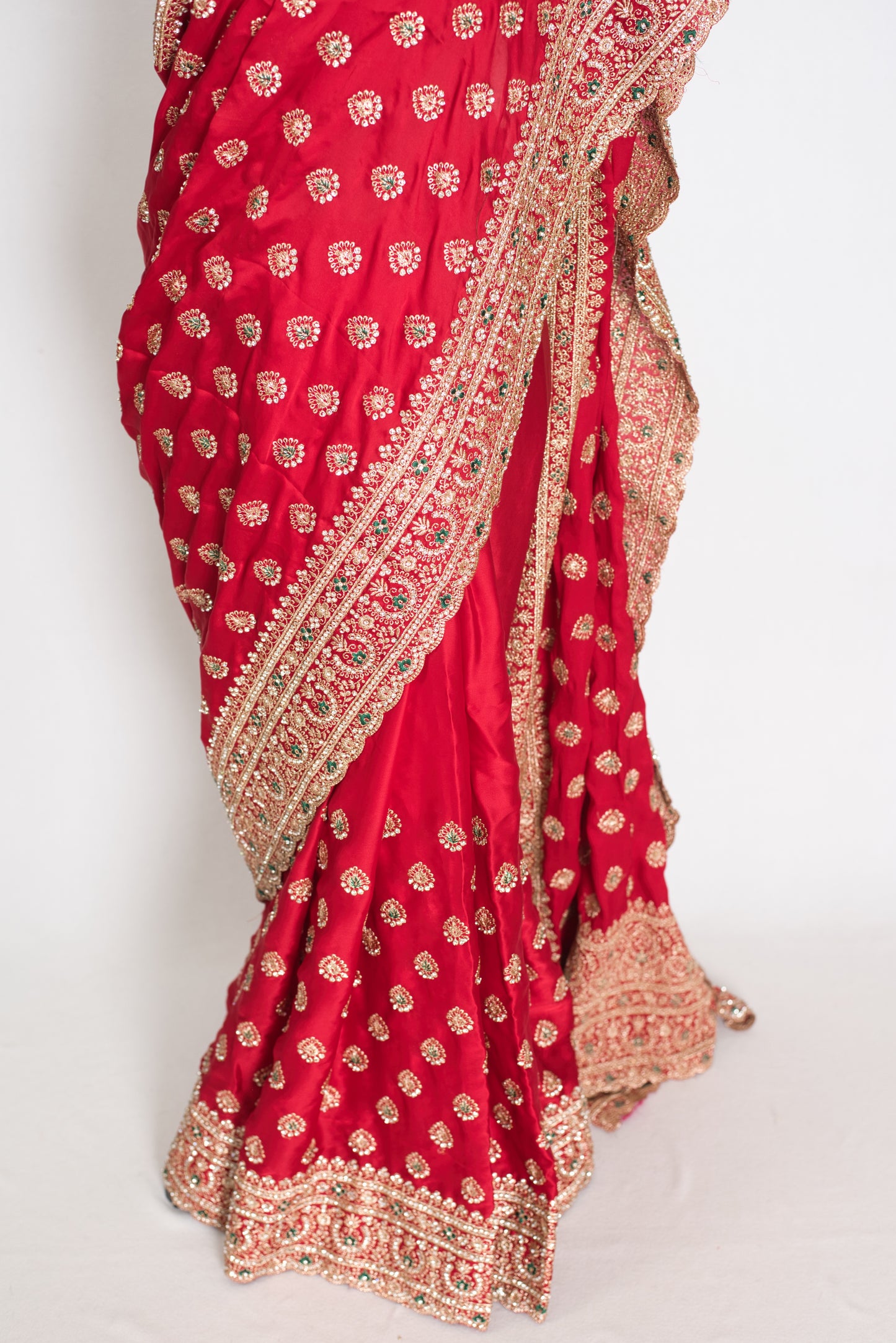 Reshma | Rosy Pink Designer Satin Saree | Royal Bridal & Festive Wear image 5