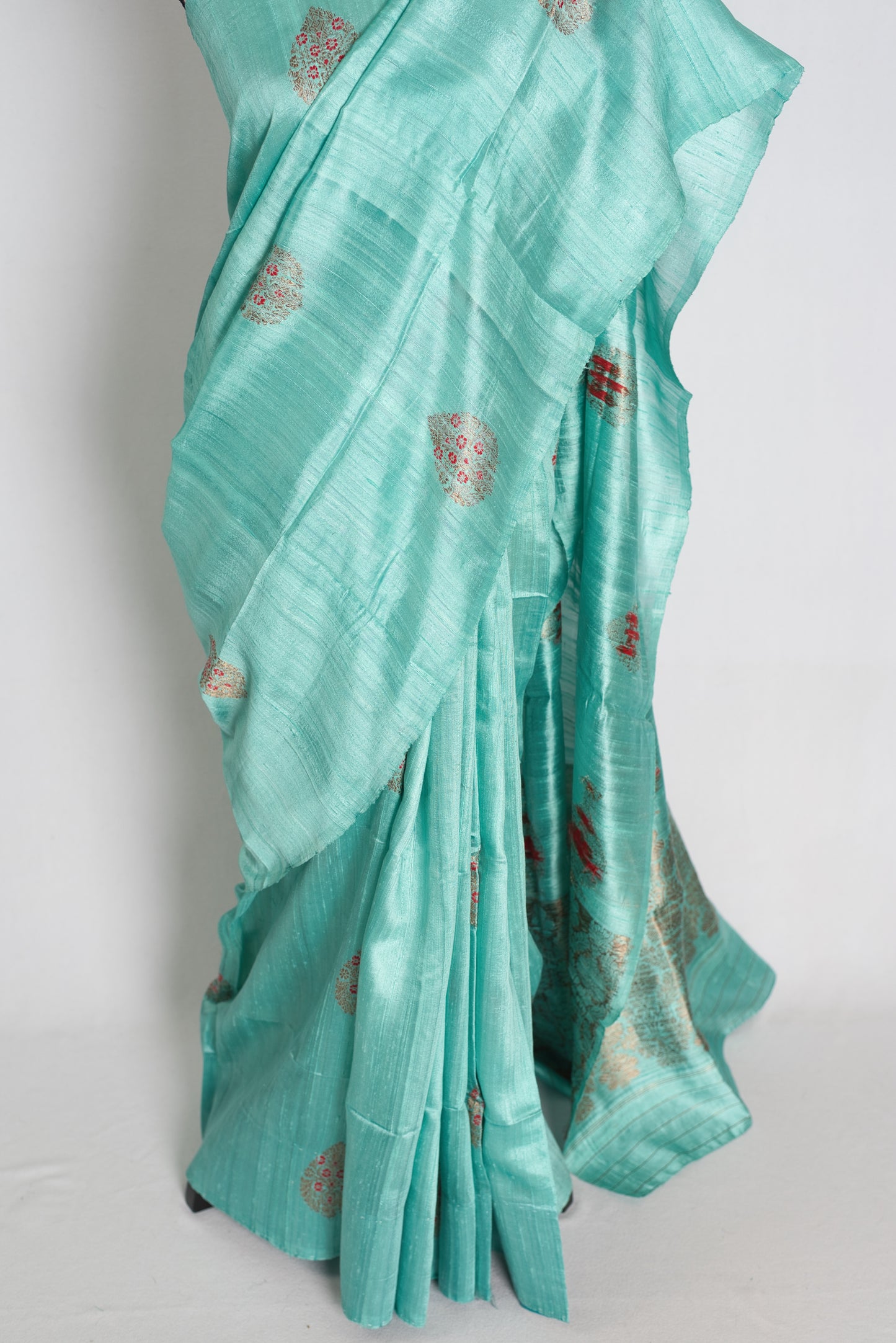 Disha : Mint Green Raw Silk Banarasi Saree | Silk Mark Certified image 5