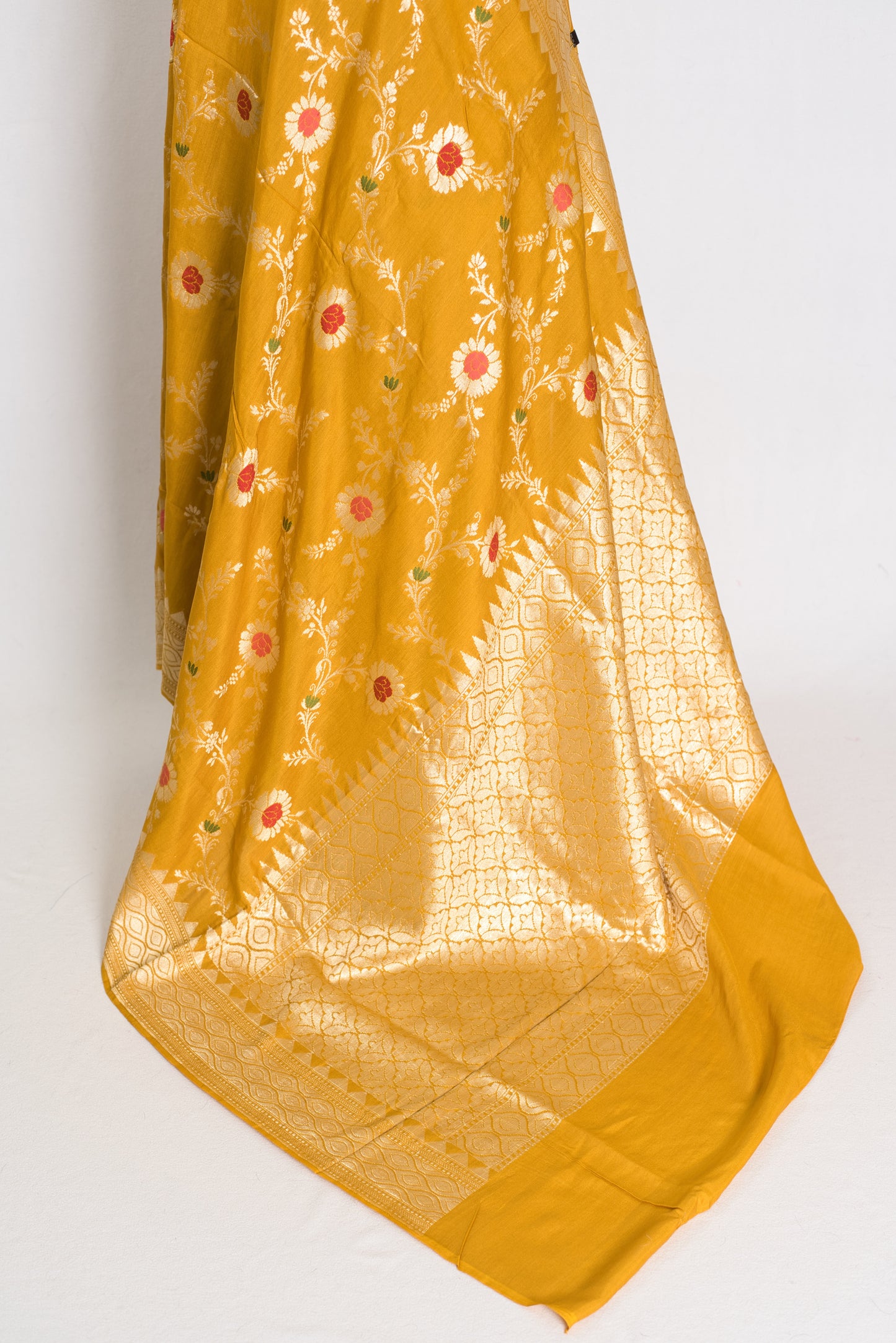 Ira: Muga Tussar Banarasi Silk Saree | Floral Woven Design | Silk Mark Certified image 3