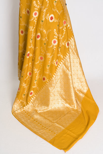 Ira: Muga Tussar Banarasi Silk Saree | Floral Woven Design | Silk Mark Certified image 3