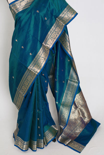 Mayuri | Peacock Blue Pure Katan Silk Banarasi Saree | Silk Mark Certified image 5