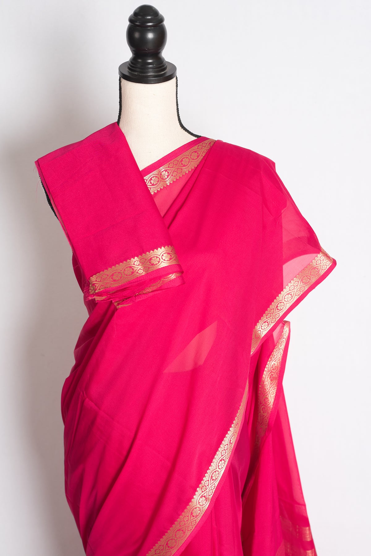 Ritaja: Dark Pink and Gold Budget Friendly Mysore Silk Saree image 2