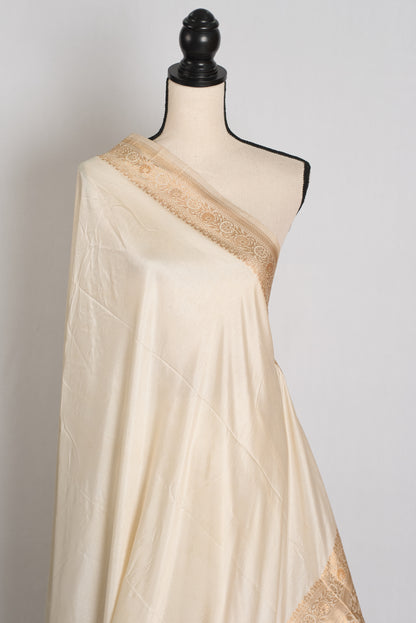 Snigdha : Budget Friendly Blended Valkalam Banarasi Saree in Cream and Gold image 4