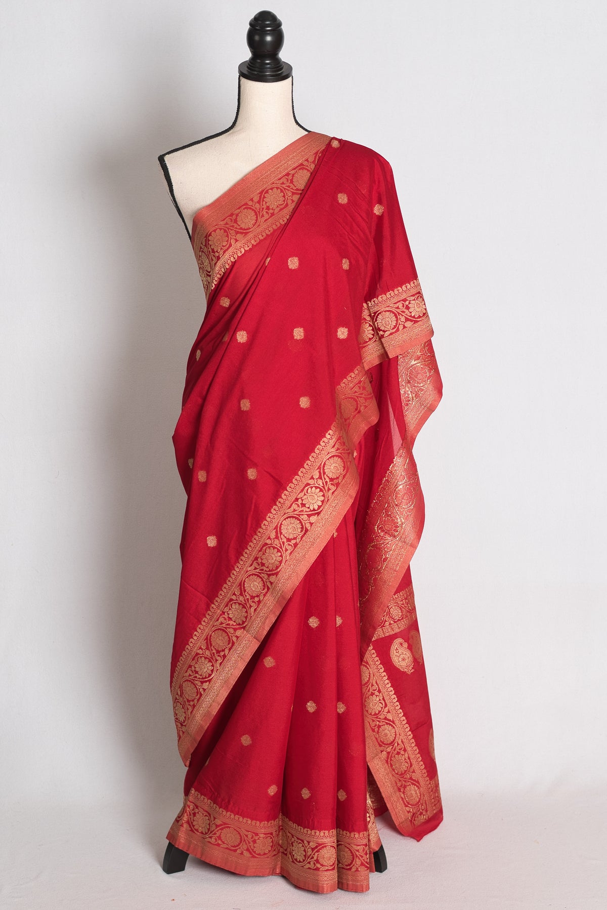 Rikta: Red and Gold Lightweight Semi Georgette Banarasi Saree image 0