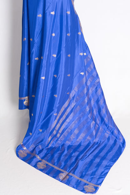 Diya: Royal Blue and Gold Semi Silk Banarasi Saree image 4