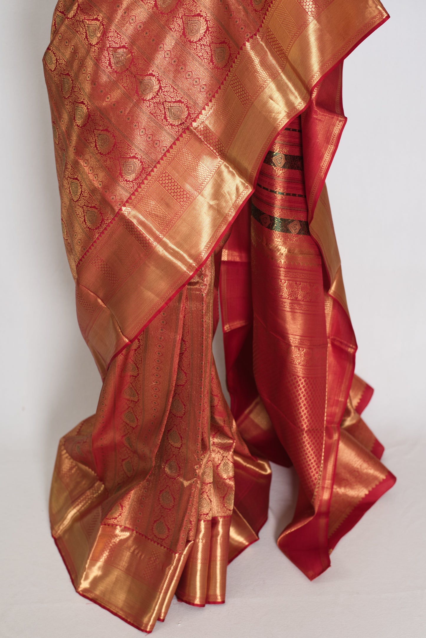 Brinda : Dark Red & Gold Bridal Kanjivaram Brocade Saree | Silk Mark Certified image 5