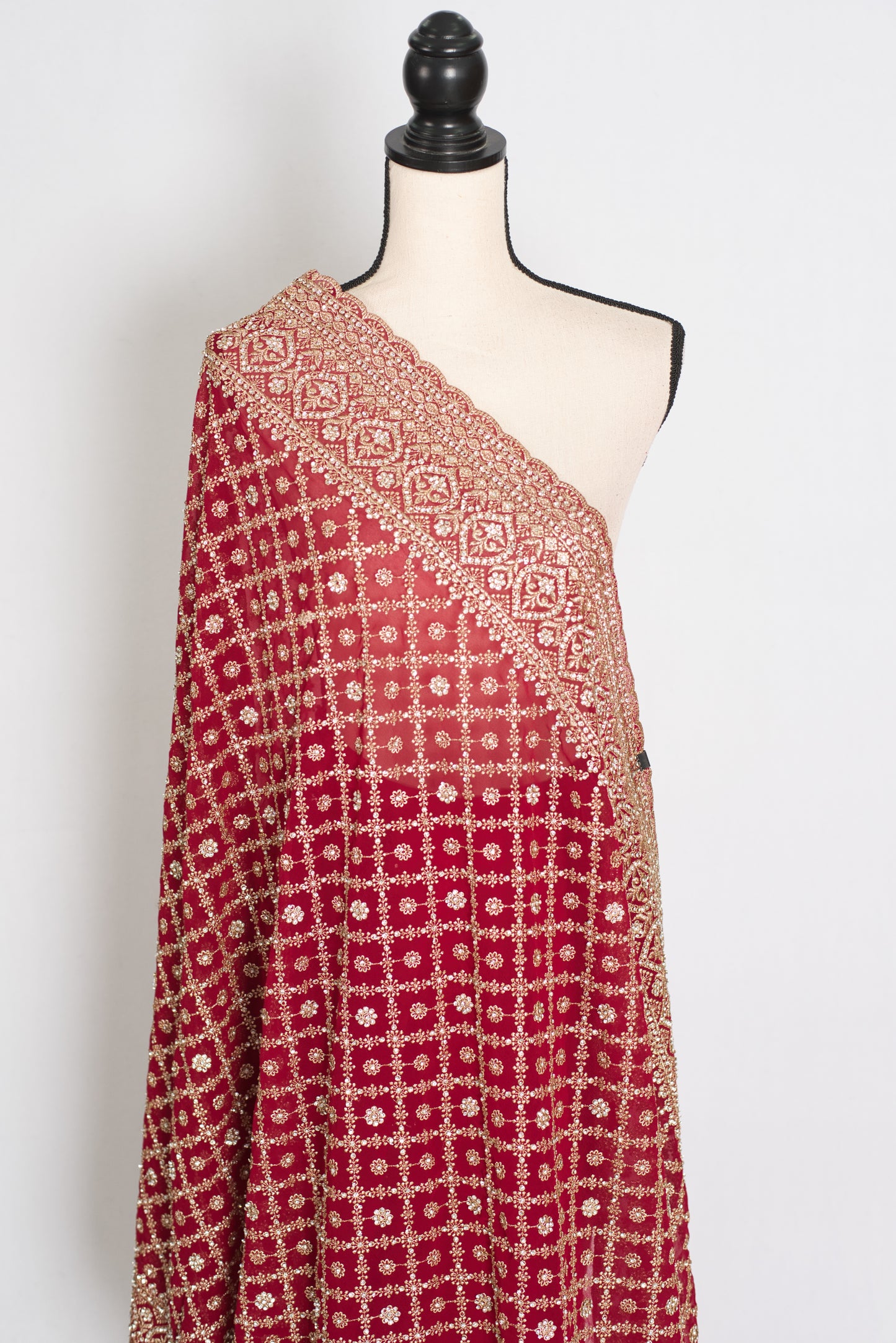 Heema | Dark Red Georgette Bridal Saree | Royal Festive & Wedding Wear image 4