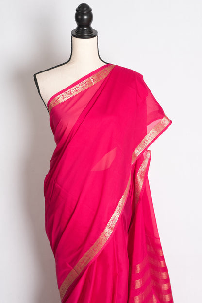 Ritaja: Dark Pink and Gold Budget Friendly Mysore Silk Saree image 5