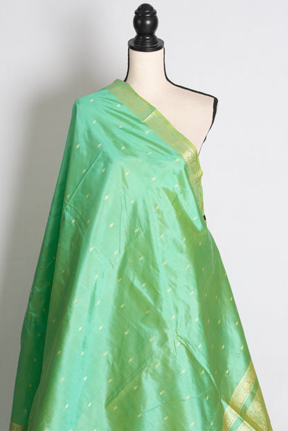 Shukti: Green and Gold Lightweight Katan Banarasi Silk Saree image 4