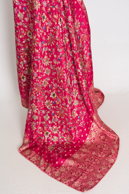 Arifa : Dark Pink Dola Silk Banarasi Dupatta image 2