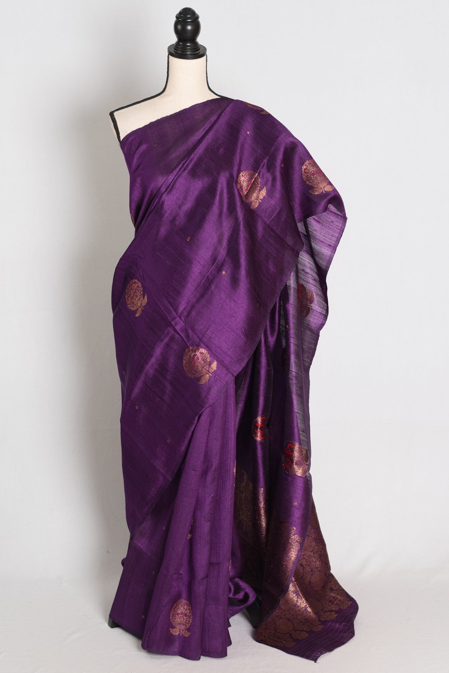 Trina : Purple Minakari Handwoven Pure Raw Silk Banarasi Saree | Silk Mark image 0
