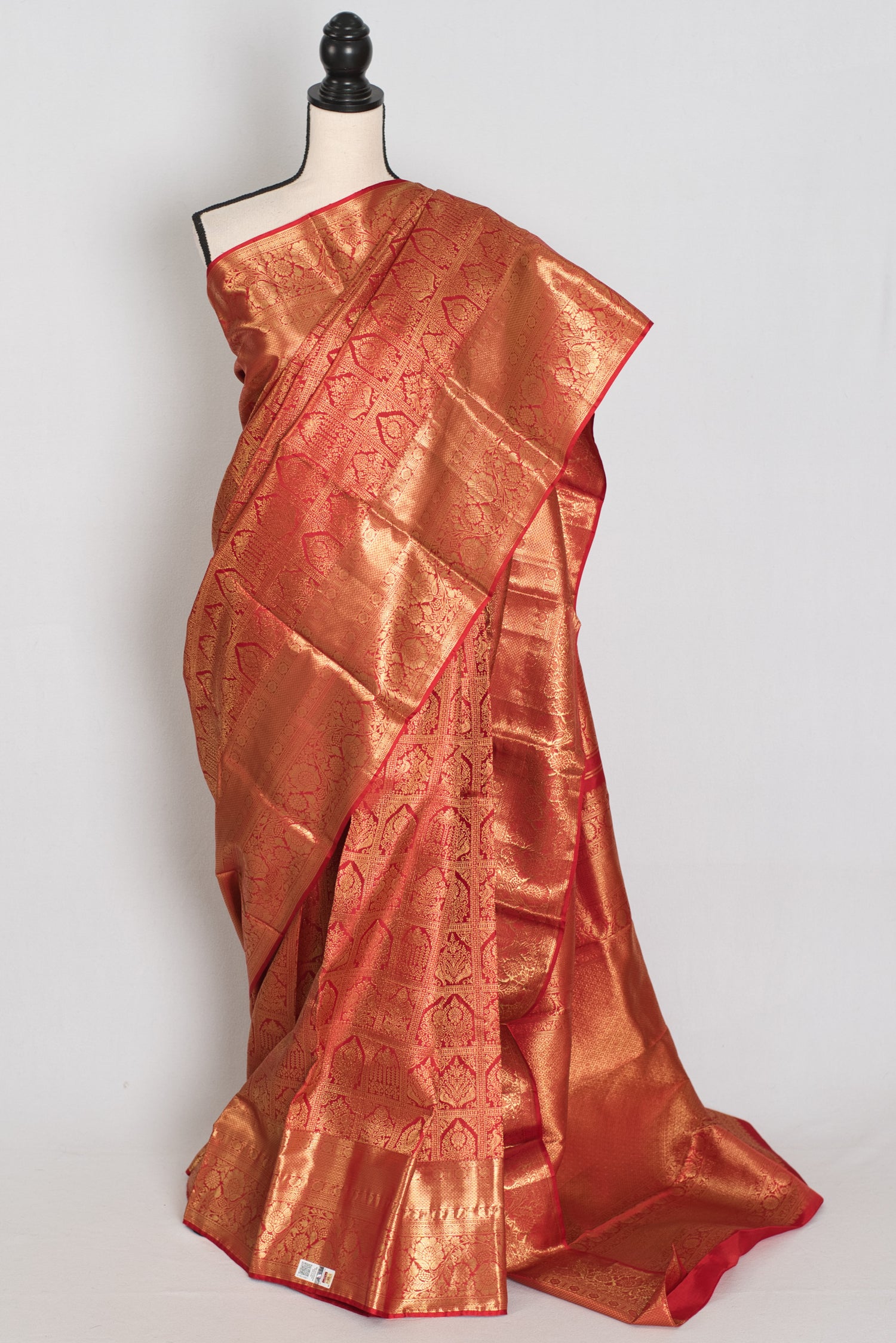 Hema : Red & Gold Bridal Kanjivaram Brocade Silk Saree (Silk Mark Certified) image 0