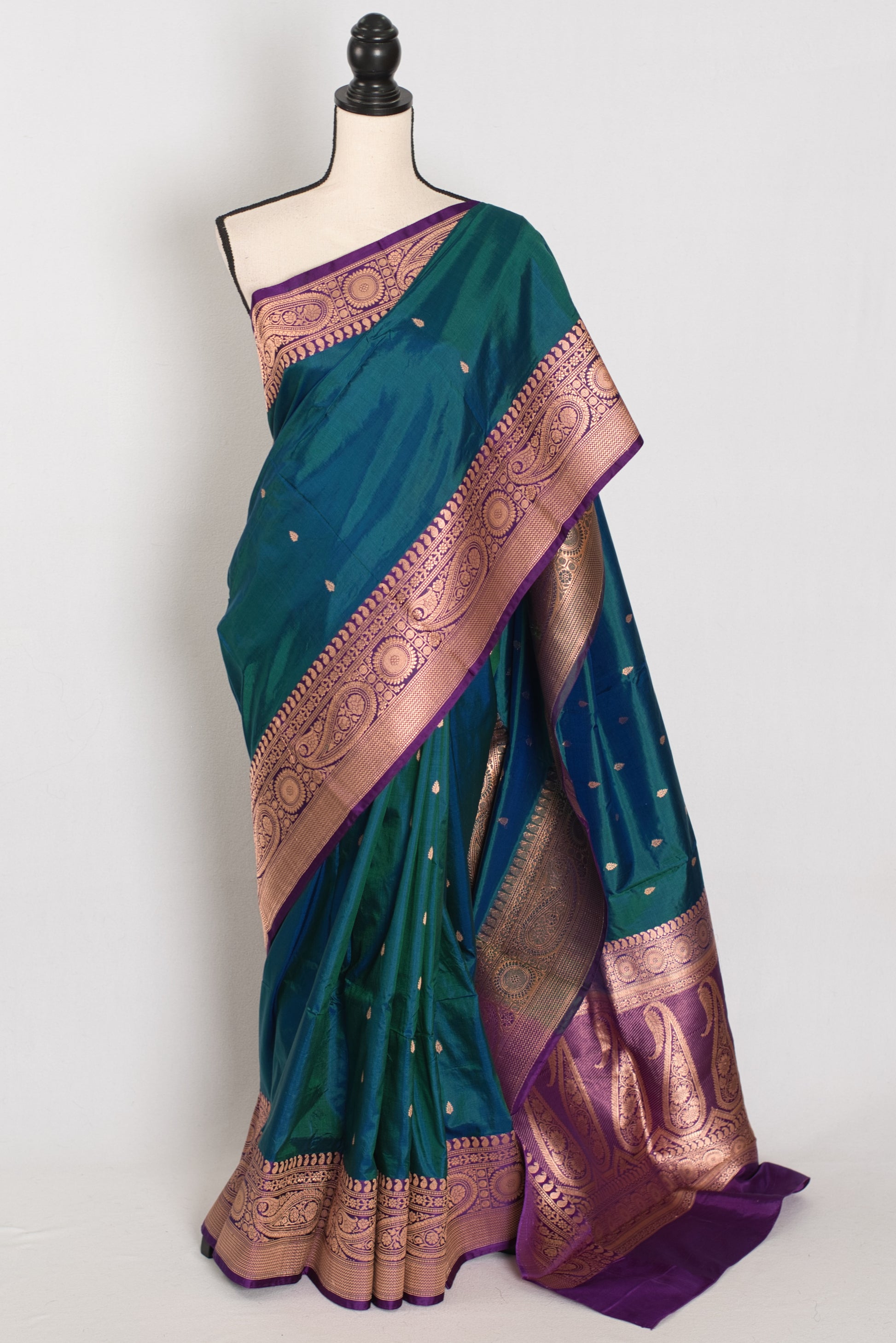 Mayuri | Peacock Green & Purple Pure Banarasi Silk Saree | Silk Mark Certified image 0