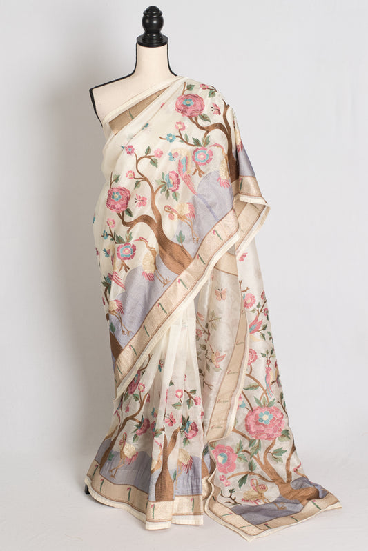 Sandhya : Embroidered Organza Designer Saree with 36 Size Blouse image 0