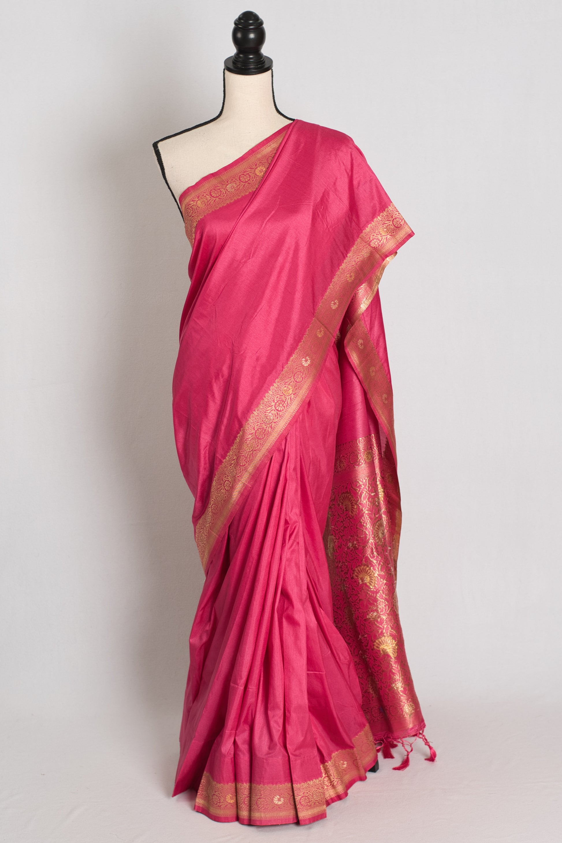 Ranjana : Budget Friendly Blended Valkalam Banarasi Saree in Pink and Gold image 0