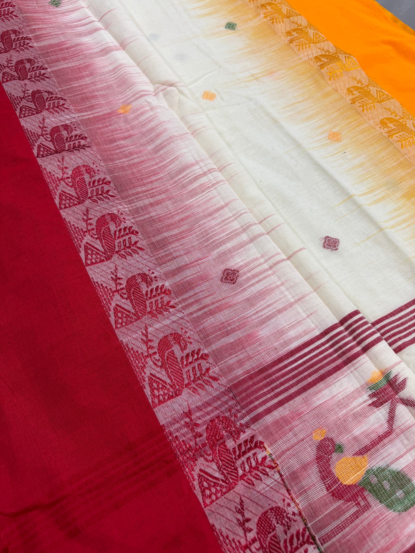 Bidisha : Off White Soft Cotton Bengali Handloom Saree image 2