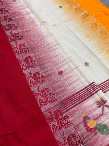 Bidisha : Off White Soft Cotton Bengali Handloom Saree image 2