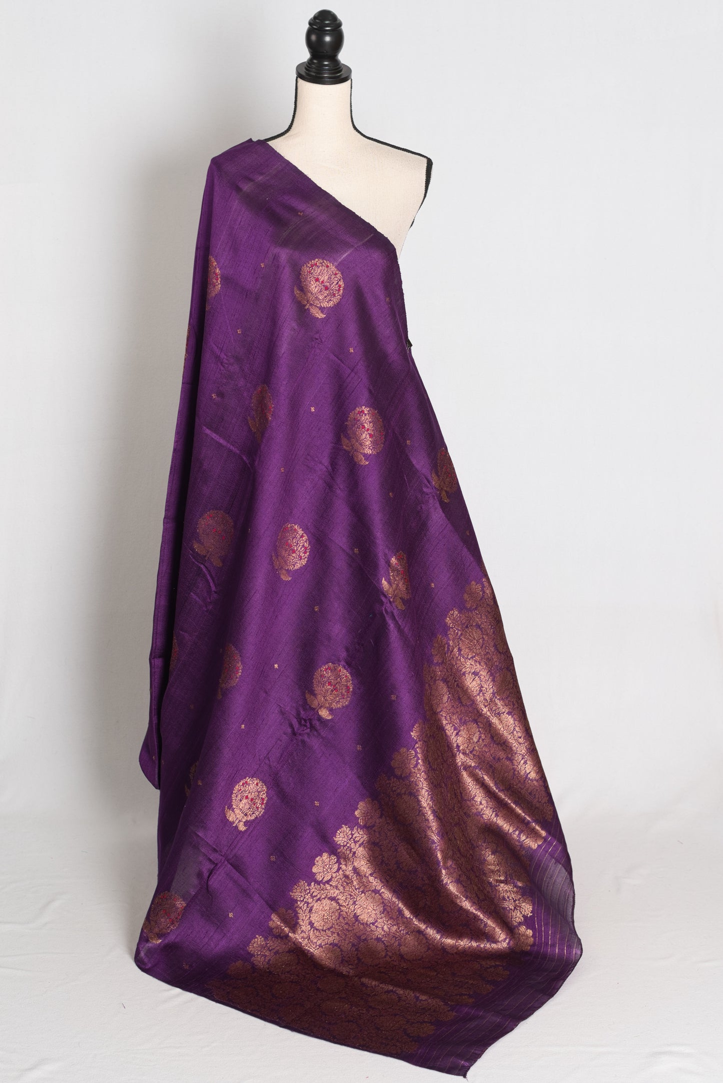 Trina : Purple Minakari Handwoven Pure Raw Silk Banarasi Saree | Silk Mark image 1