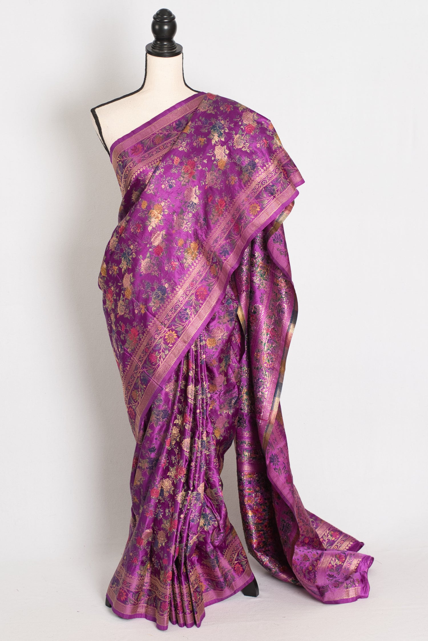 Pritha : Purple & Gold Semi Mashru Banarasi Silk Saree image 0