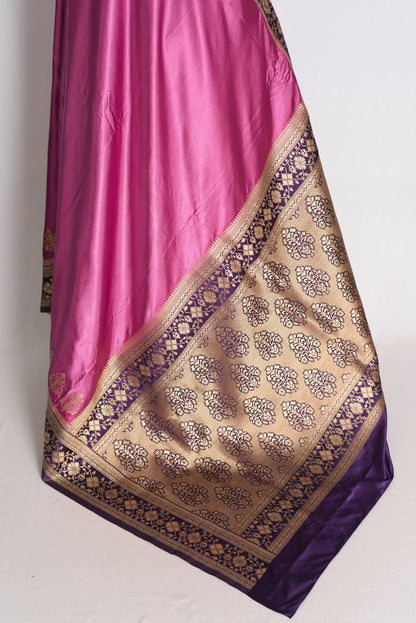 Piyali: Purple Semi Mashru Banarasi Valkalam Saree with 38 Size Stitched Blouse image 5